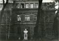 Bust of T. H. Shevchenko in front of school building on Lychakivska street, 171