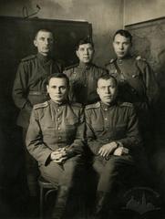 Officers of the the artillery in the headquarters building
