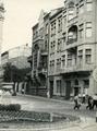 View of O. Havryliuka street (O. Fredra now), flowerbed on Shevchenka avenue is in the foreground