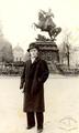 Young postwar artist I. Gayday near the monument to Jan III Sobieski the king