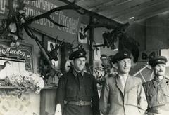 Workers of foresty in a hunting trophies room