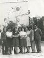 Group of young people against the background of the building № 118 Kutuzova street (Tarnavskoho street now)