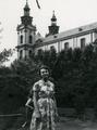 Woman against the background of the organ music hall