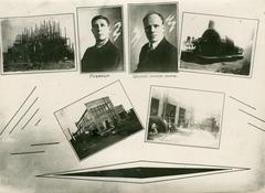 Photo collage. Construction of the forging and pressing shop. Lower Dnieper Pipe Rolling Plant