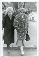 Women on the street in winter
