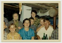 Family in the summer kitchen