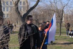 Чоловіки з російським прапором