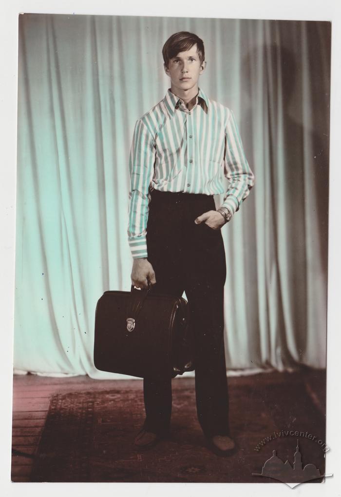 With a briefcase 1